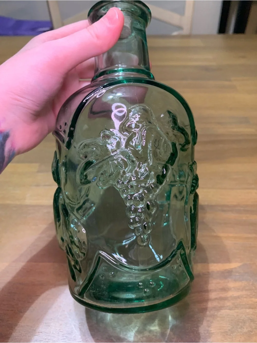 Vintage Libbey Embossed Green Bottle